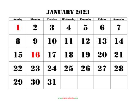 January 2023 Printable Calendar | Free Download Monthly Calendar Templates