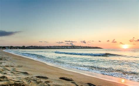 Scenic Morning Sunrise on Sandy Beach Stock Photo - Image of morning, horizon: 102895374