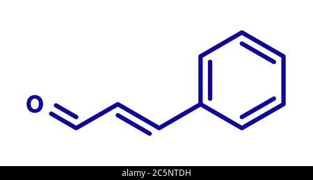 Cinnamaldehyde (cinnamic aldehyde) cinnamon flavour molecule. Skeletal ...