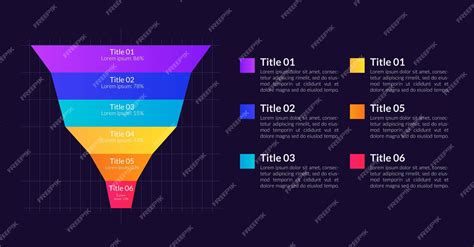 Premium Vector | Website conversion infographic funnel chart design template for dark theme