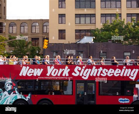 New York Sightseeing tour bus in Brooklyn NYC Stock Photo - Alamy