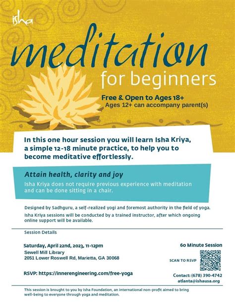 Apr 22 | Free Isha Meditation for Beginners | Marietta, GA Patch