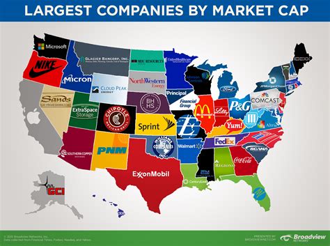 This map shows the biggest company in each state by market cap ...