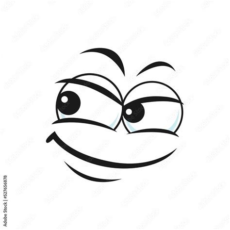 Vettoriale Stock Cartoon face, intruder, smirk or simper emoji. Vector funny facial expression ...