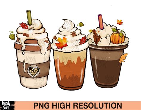 Fall Coffee Drink Png Iced Latte Png Orange Pumpkin Latte - Etsy