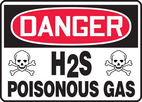 H2S Poisonous Gas OSHA Danger Safety Sign MCHL084