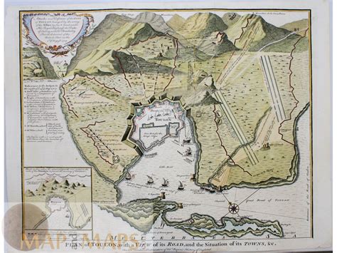 Battle of Toulon Antique map Siege of Toulon Rapin 1743 / MAPandMAPs