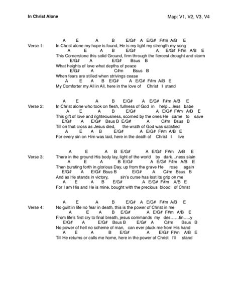 In Christ Alone - Chords and Lyrics Sheet Music Download Printable PDF | Templateroller