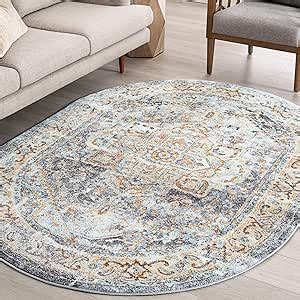 Amazon.com: Kinsley Blue 4x6 Oval Rug ( Semi Round Rug ) - 4x6 Area Rug ...