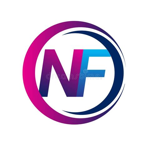 Initial Letter Logo NF Company Name Blue and Magenta Color on Circle and Swoosh Design. Vector ...