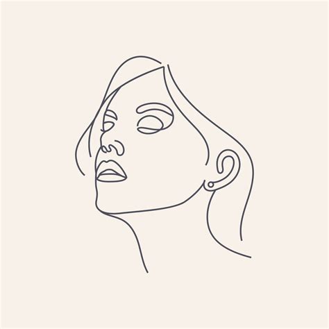 Fashion Line Drawing Woman Face Abstract Girl Illustration 7315753 ...