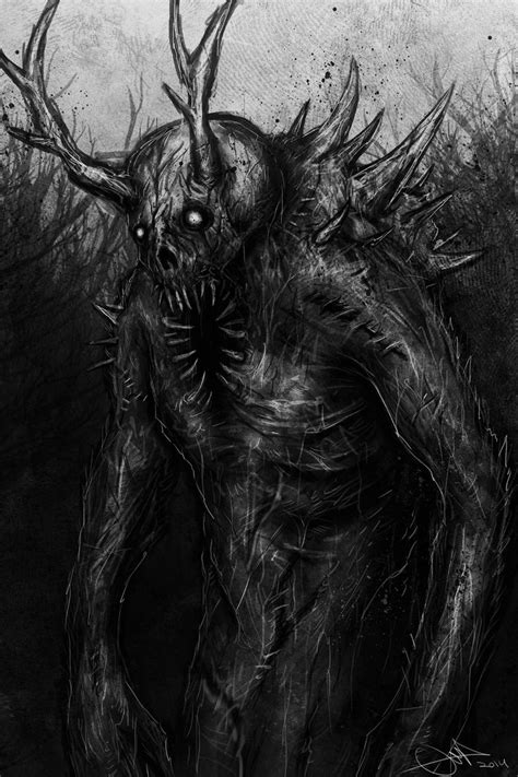 Demon In Woods by Eemeling on @DeviantArt in 2020 | Dark art drawings ...