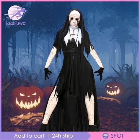 [ Stock] Women Halloween Party Cosplay Set Dress Medieval Nun Fancy Party Costume | Shopee ...