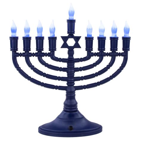 15" Premium Blue Large LED Electric Menorah with Sequential Lighting ...