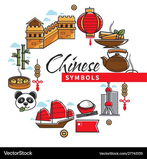 Chinese national symbols china culture traveling Vector Image