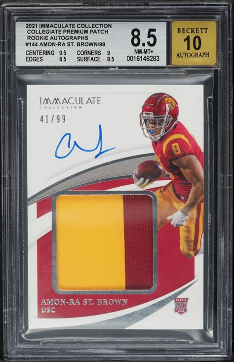 2021 Immaculate Collection Amon-Ra St. Brown ROOKIE PATCH AUTO /99 BGS 8.5 - Weekly Sunday ...