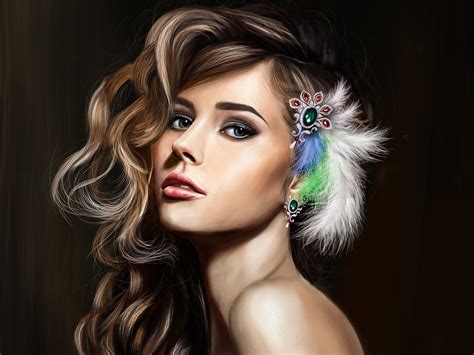 Download wallpaper for 1920x1200 resolution | Art fantasy girl, beautiful face, makeup, hair ...