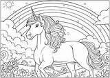 Unicorn With A Pretty Rainbow  Coloring Pages sketch template