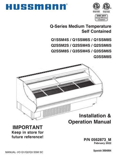 HUSSMANN Q-SERIES INSTALLATION & OPERATION MANUAL Pdf Download | ManualsLib