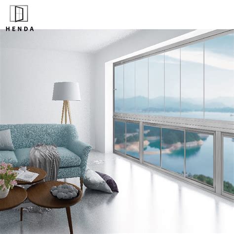 Customized Made Frameless Folding Windows Safety Glass Aluminium Bi ...