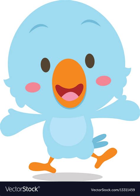 Happy blue bird cartoon Royalty Free Vector Image