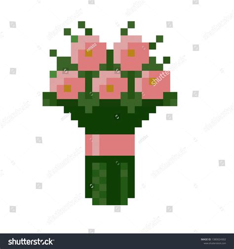 Pixel Art Flower Bouquet: vector de stock (libre de regalías) 1380024302 | Shutterstock