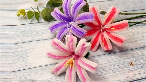 How to Make Beautiful flower with Pipe Cleaner - Lewisia Pipe Cleaner Flower - Chenille Wire DIY ...