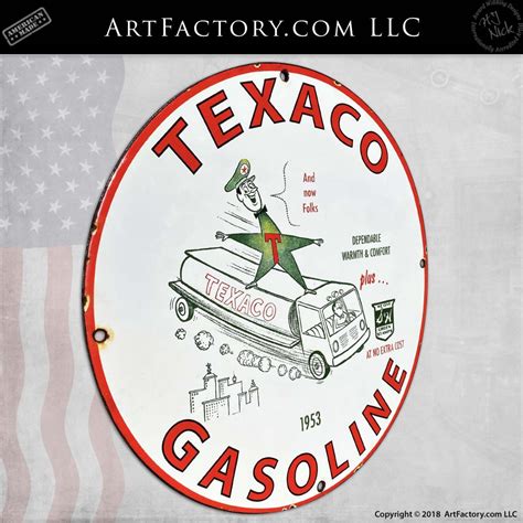 Vintage Texaco Gasoline Sign: "Plus We Give S&H Green Stamps"