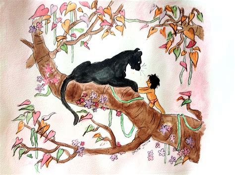 Painting of Mowgli and Bagheera from Jungle book. By Yenthe Joline. | Jungle book characters ...