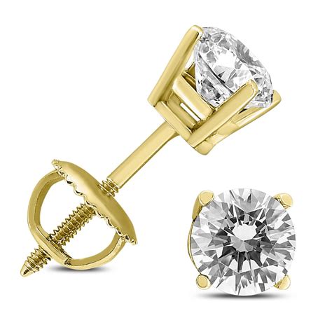 1/2 Carat TW Diamond Studs Screw Back Earrings in 14K Yellow Gold - ERF60439