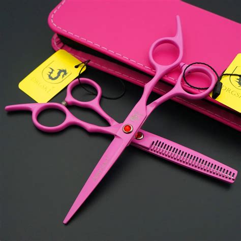 DRGSKL pink paint 6 inch Hair scissors high quality, barber hairdressing hair scissors, homely ...