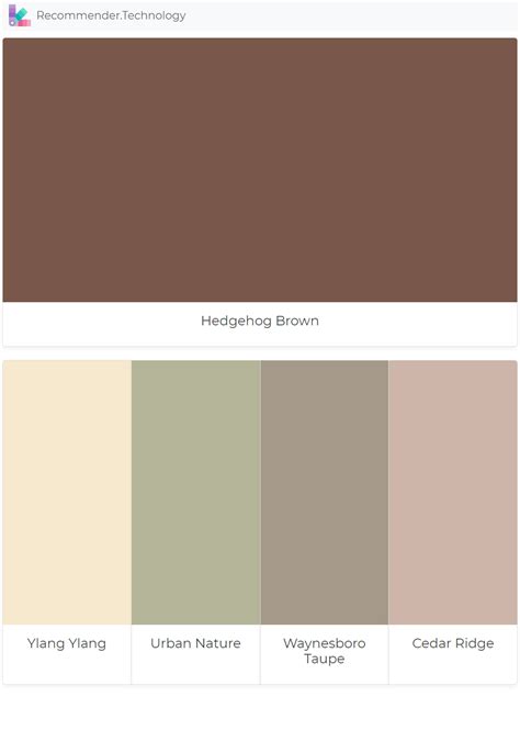 Hedgehog Brown: Ylang Ylang, Urban Nature, Waynesboro Taupe, Cedar Ridge | Nature color palette ...