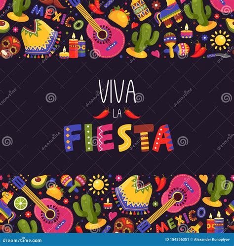 Mexican Fiesta Background, Traditional Decoration and Design Stock Vector - Illustration of ...