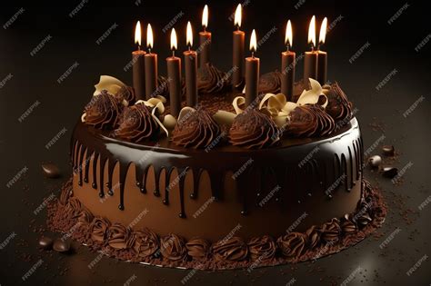 Premium AI Image | Chocolate cake with candles for a happy birthday