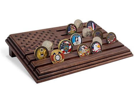 Buy TESLYAR 6 Rows Challenge Coins Stand Holder Display Rack Wooden ...