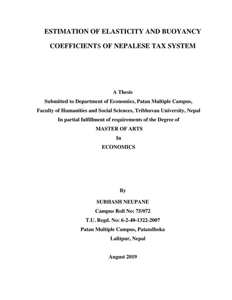 (PDF) ESTIMATION OF ELASTICITY AND BUOYANCY COEFFICIENTs OF NEPALESE ...