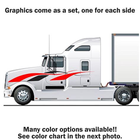 Semi Truck Vinyl Graphics Decals Stripes Many Colors Left and Right - Etsy