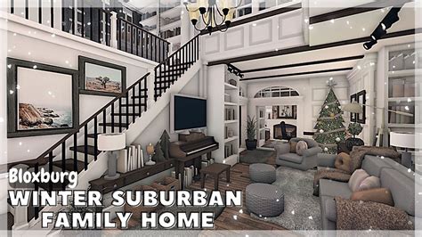 BLOXBURG: Winter Suburban Family Home Speedbuild (interior + full tour) Roblox House Build in ...