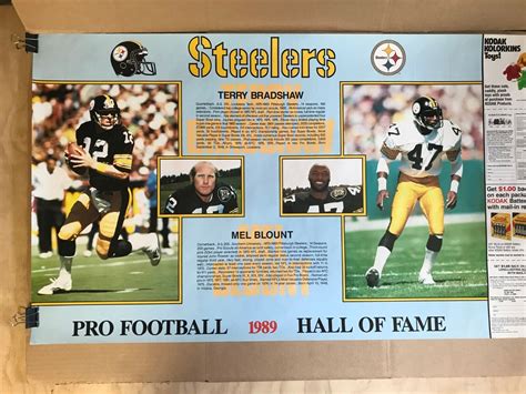 Pittsburgh Steelers 1989 Hall of Fame Poster Terry Bradshaw Mel Blount 36x2 | eBay