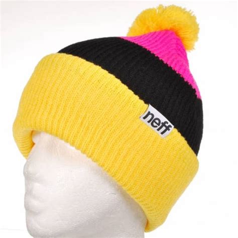 Neff Headwear Neff Snappy Pom Pom Beanie - Yellow/Black/Pink - Beanies ...