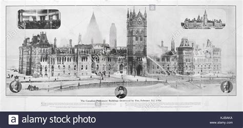 The Canadian Parliament buildings destroyed by fire, February 3rd, 1916 (HS85 10 31357 Stock ...