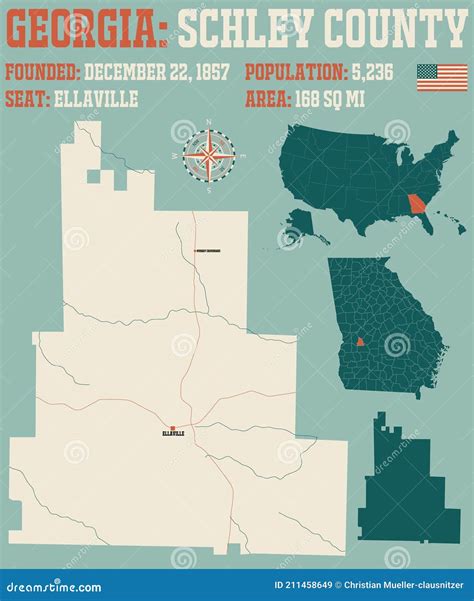 Map of Schley County in Georgia Stock Vector - Illustration of citizens ...