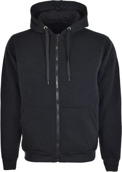 Mens Plain Zip Up Hoodie (Large / Chest 42" / Length 29", Black): Amazon.co.uk: Clothing