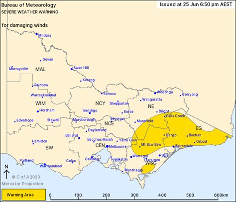 VIC Severe Weather Warning: Damaging Winds - ewn.com.au Alert