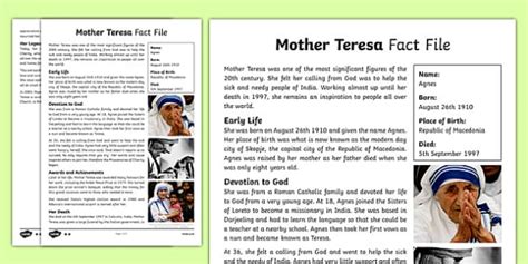 Mother Teresa Facts for Kids - Twinkl