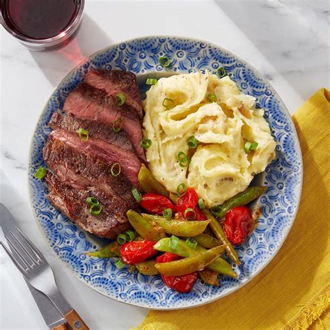 Recipe: Steak & Cheesy-Garlic Mashed Potatoes with Sautéed Vegetables - Blue Apron