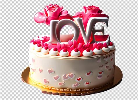 Premium PSD | Red valentine day heart cake