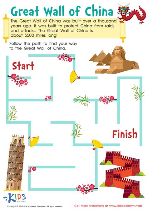 Great Wall of China Worksheet for kids