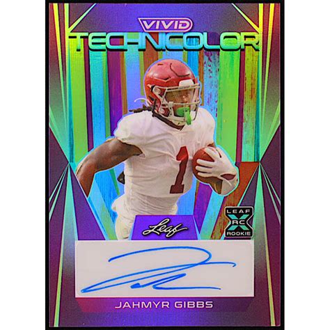 Jahmyr Gibbs 2023 Leaf Vivid Technicolor Autograph Purple #TJG1 RC #1/2 ...