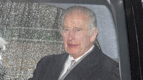 King Charles is seen with wife Camilla by his side as he returns to London for more cancer ...